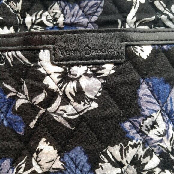 Large Vera Bradley Floral Tote - Blue/Lavender/Black/Gray 18" x 14" x 6-1/2" - Picture 2 of 11